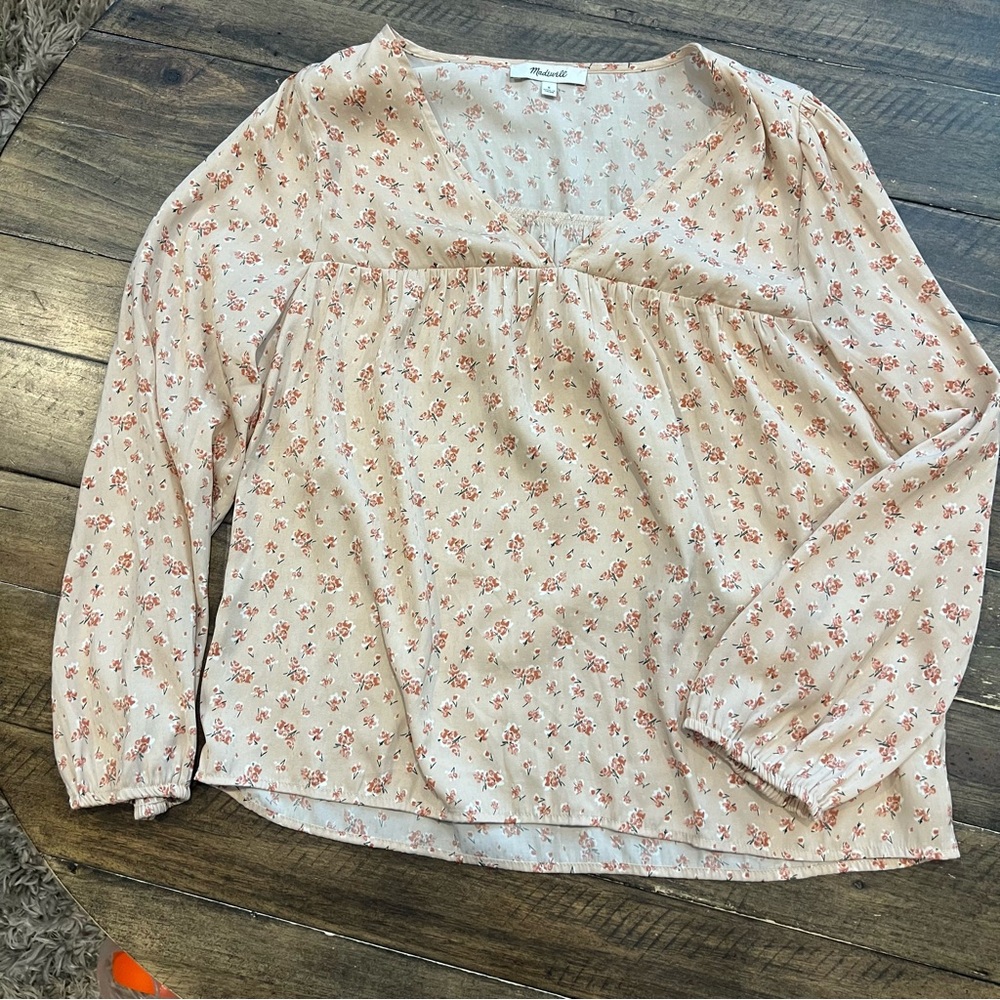 Madewell Blush Floral Print Blouse